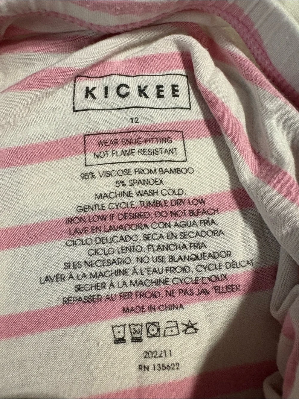 KicKee Pants Pink Stripe 2 Piece Bamboo Short-Sleeve Pajama Set Girl’s Size 12